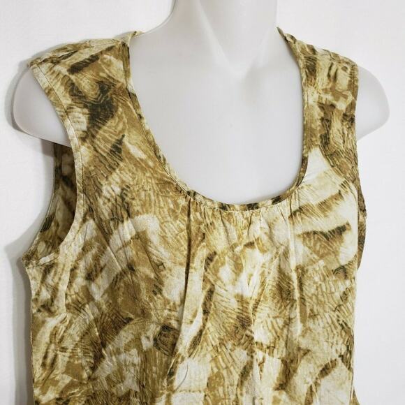 Coldwater Creek Womens Tank Top Size Small 6-8 Tan Olive Green Abstract Print - Picture 3 of 8